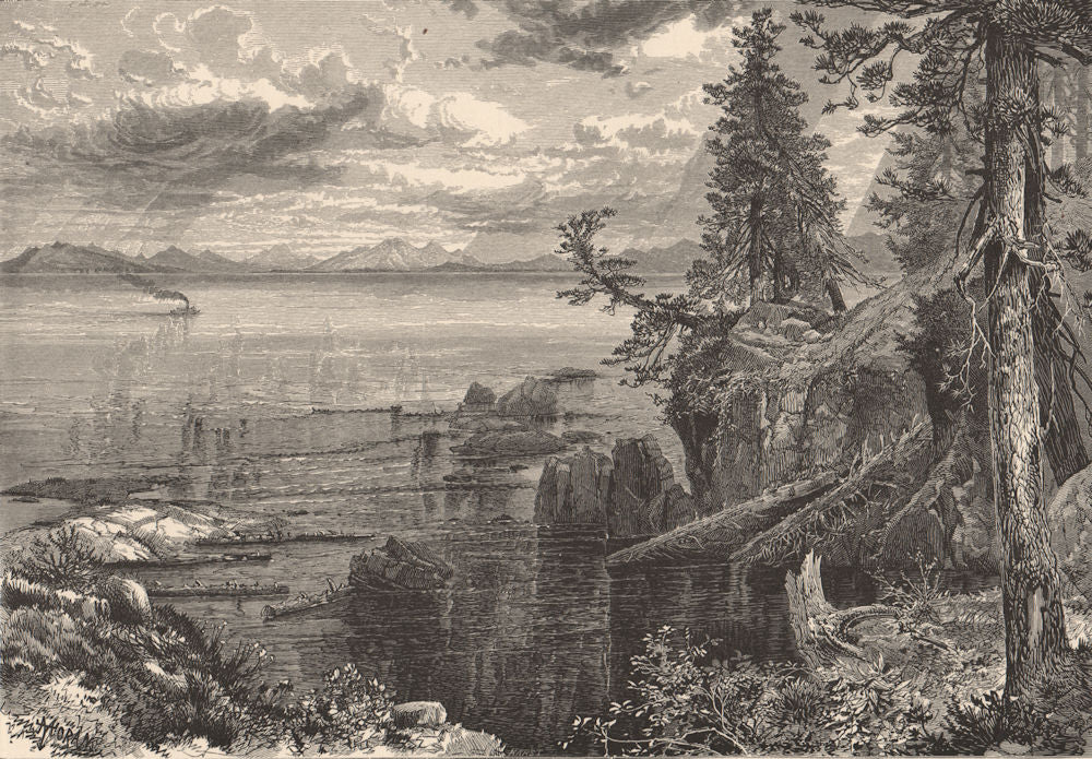 SIERRA NEVADA. Lake Tahoe 1874 old antique vintage print picture